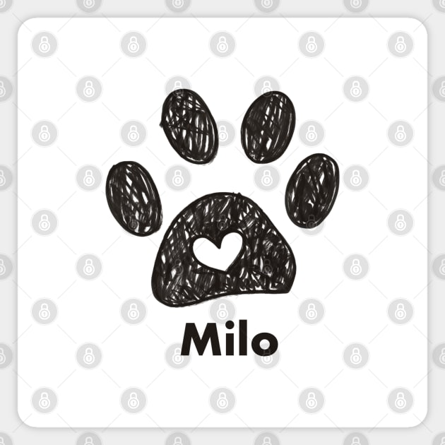 Milo name made of hand drawn paw prints Sticker by GULSENGUNEL